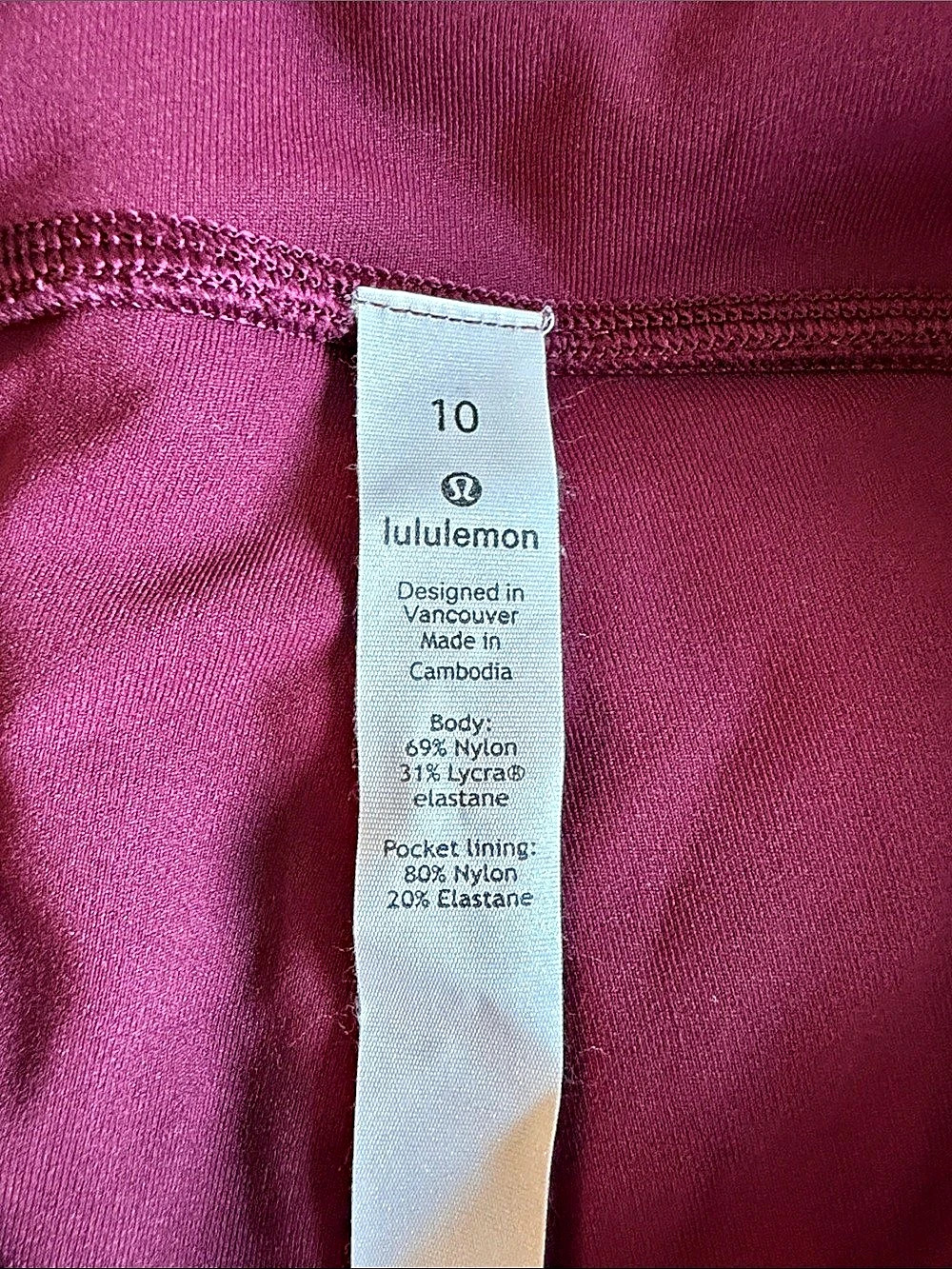 lululemon Size 10, 3/4 length Like New